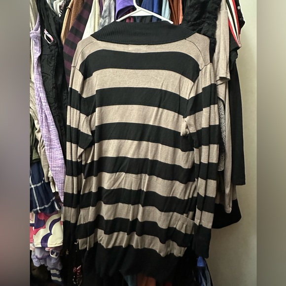 Comfy Tan & Black Striped Sweater - Picture 3 of 5